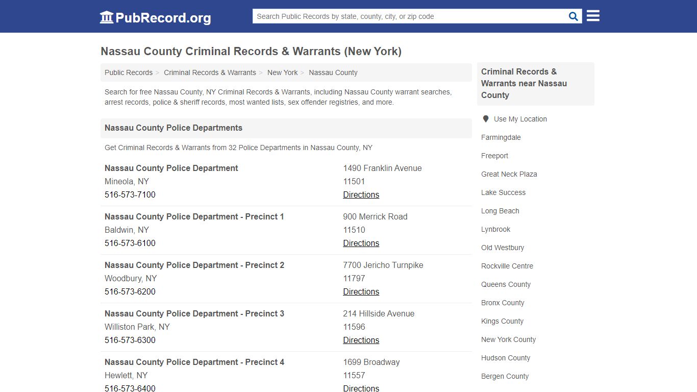 Nassau County Criminal Records & Warrants (New York)