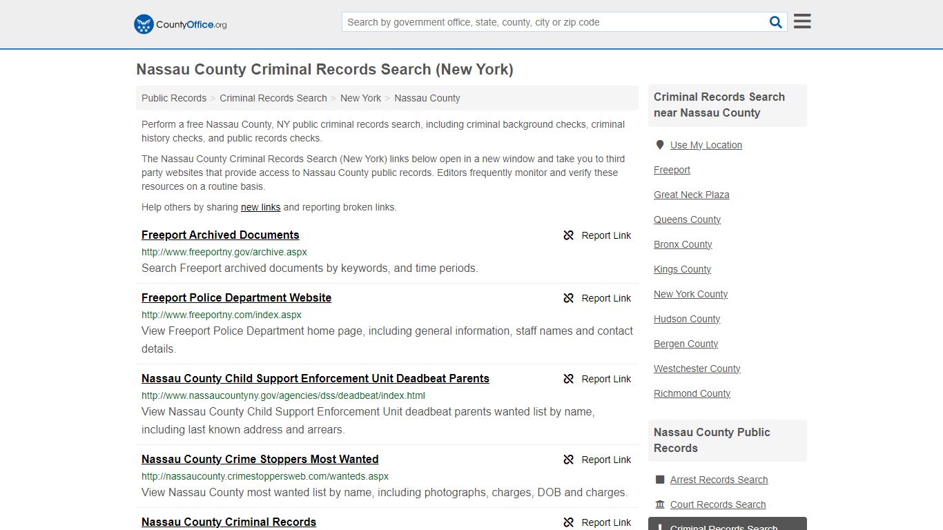 Nassau County Criminal Records Search (New York) - County Office