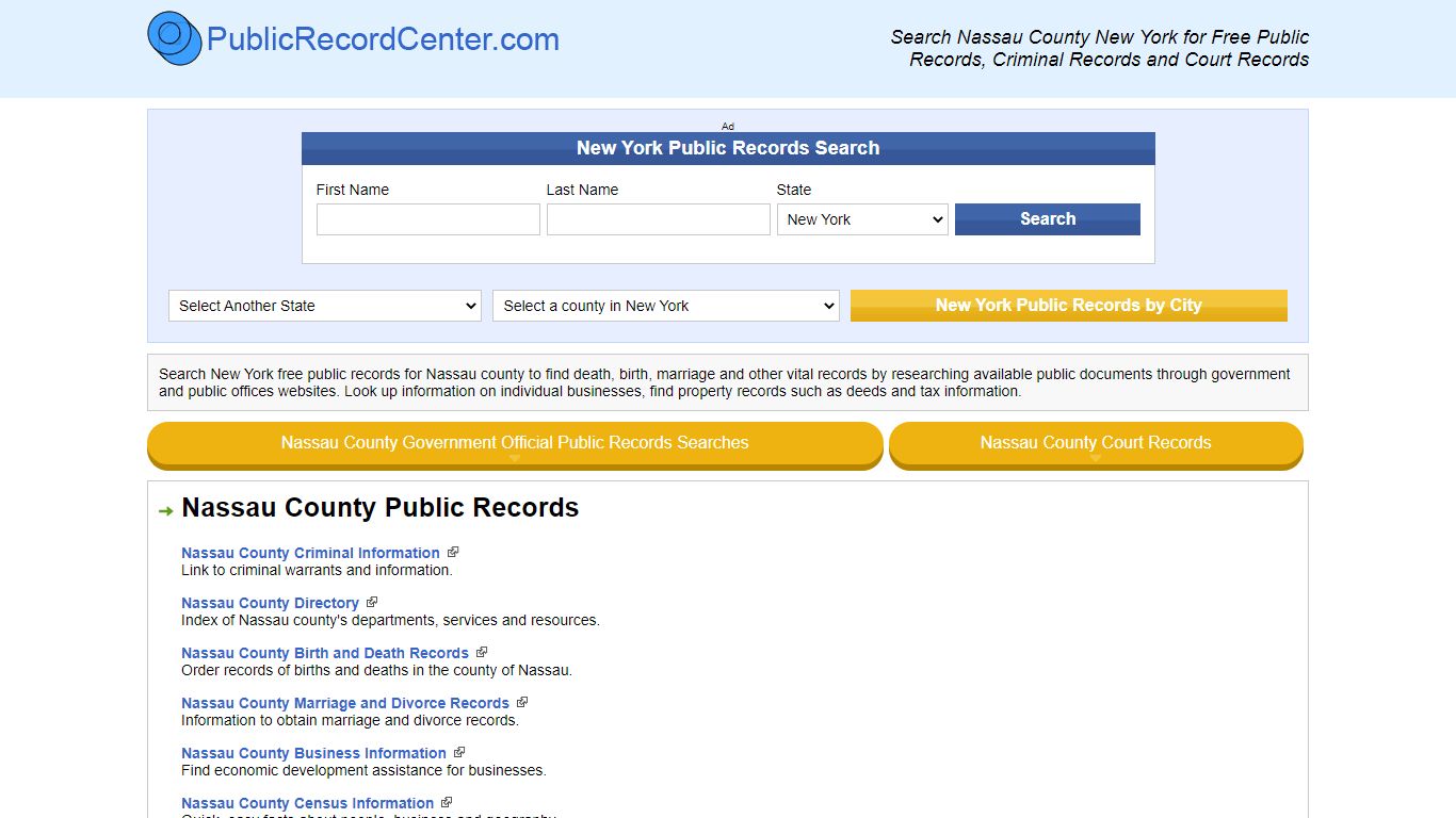 Nassau County New York Free Public Records - Court Records - Criminal ...